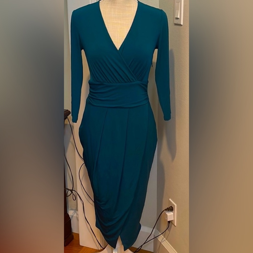 RACHEL Roy TEAL FAUX WRAP DRESS SIZE SMALL EUC